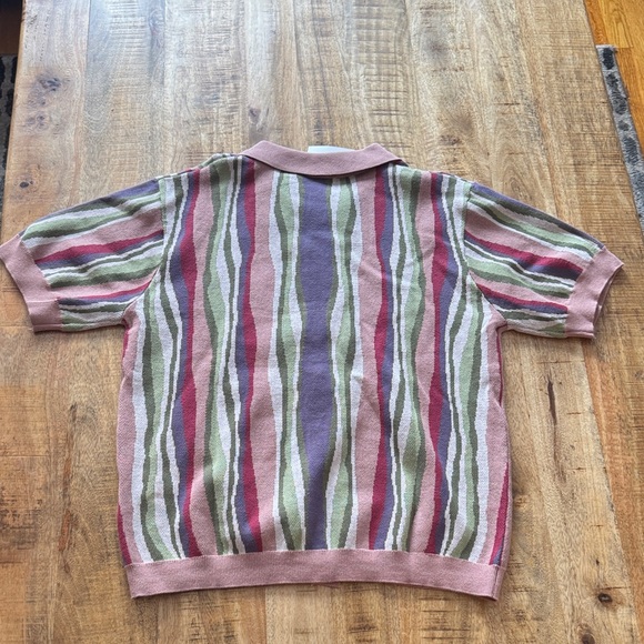 WESC unisex short sleeve collar polo Button-Up knit Shirt top dusty rose pink - Picture 7 of 7